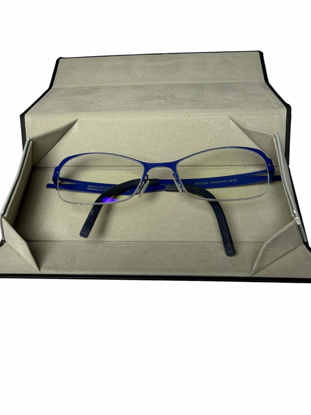 OVVO Optics Model 2363 Half-Rim Eyeglasses, Blue Frames